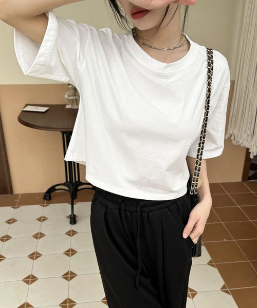 Teem Store(チームストア)の「ワイドシルエット ショート Tシャツ(Tシャツ/カットソー・レディース・グレー/ホワイト/ブラック・L/M/S)」の16枚目の写真