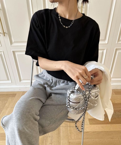 Teem Store(チームストア)の「ワイドシルエット ショート Tシャツ(Tシャツ/カットソー・レディース・グレー/ホワイト/ブラック・L/M/S)」の20枚目の写真