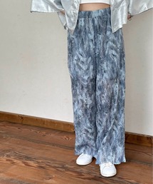 ニュアンス柄プリーツワイドパンツ