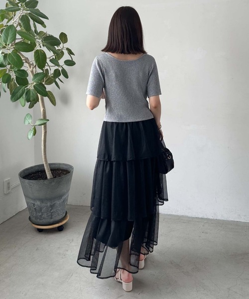 archives（アルシーヴ）の「メッシュフリルティアードスカート（スカート・レディース・グリーン/ブラック/オフホワイト・MEDIUM）」の16枚目の写真