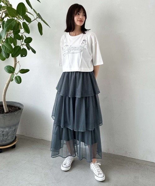 archives（アルシーヴ）の「メッシュフリルティアードスカート（スカート・レディース・グリーン/ブラック/オフホワイト・MEDIUM）」の21枚目の写真