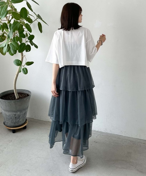 archives（アルシーヴ）の「メッシュフリルティアードスカート（スカート・レディース・グリーン/ブラック/オフホワイト・MEDIUM）」の22枚目の写真