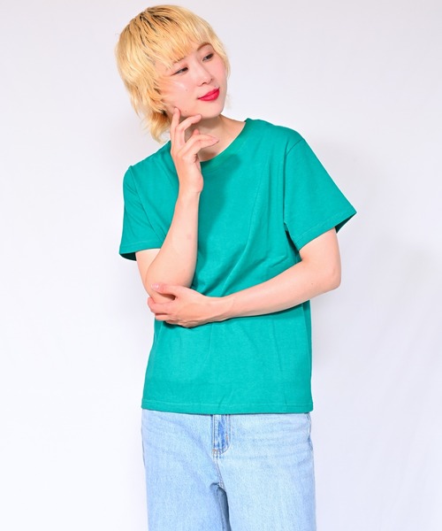 Alite cloth(アリーテクロス)の「無地クルーネックTシャツ(半袖)(Tシャツ/カットソー・レディース・ブラック/ホワイト/ベージュ/グレー/ピンク/オレンジ/ブルー/グリーン・FREE)」の5枚目の写真