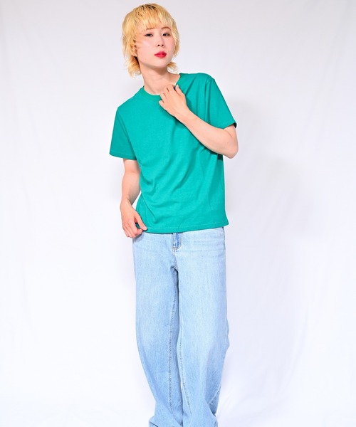 Alite cloth(アリーテクロス)の「無地クルーネックTシャツ(半袖)(Tシャツ/カットソー・レディース・ブラック/ホワイト/ベージュ/グレー/ピンク/オレンジ/ブルー/グリーン・FREE)」の10枚目の写真