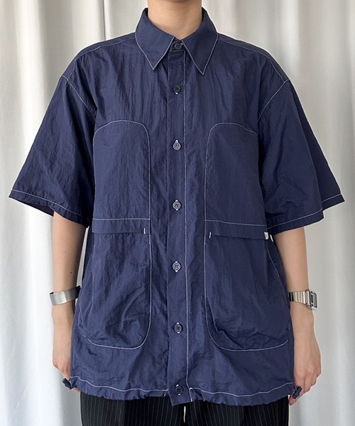 MUHET(ミュエータ)の「ナイロンステッチシャツ(シャツ/ブラウス・レディース・チャコールグレー/ブラウン/ネイビー・MEDIUM/X-LARGE)」の7枚目の写真