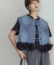 miu miu フリル付きデニムベスト