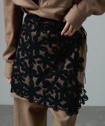 フラワーモールエンブロイダリーラップスカート