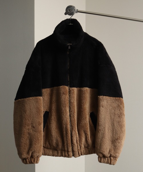 Art re A select(アトリエセレクト)の「ダブルフェイスシャギー ジップアップブルゾン(ブルゾン・メンズ・ブラック系その他/ホワイト系その他/ブラック×ブラック・FREE)」の1枚目の写真
