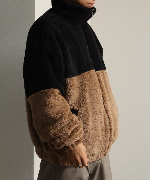 Art re A select(アトリエセレクト)の「ダブルフェイスシャギー ジップアップブルゾン(ブルゾン・メンズ・ブラック系その他/ホワイト系その他/ブラック×ブラック・FREE)」の8枚目の写真