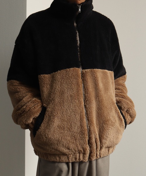 Art re A select(アトリエセレクト)の「ダブルフェイスシャギー ジップアップブルゾン(ブルゾン・メンズ・ブラック系その他/ホワイト系その他/ブラック×ブラック・FREE)」の7枚目の写真