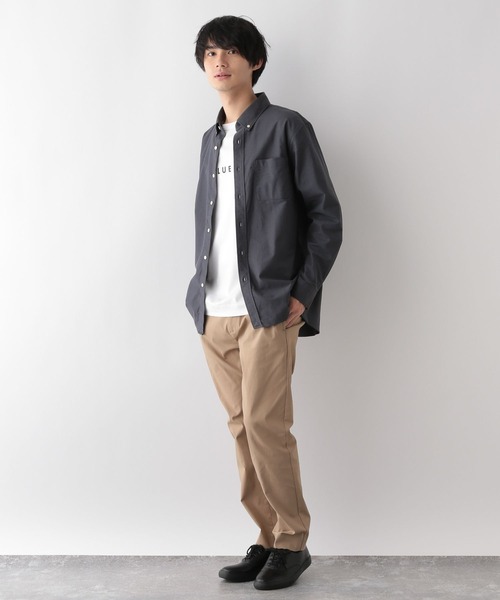 GLOBAL WORK（グローバルワーク）の「イージーケアオックス/ボタンダウンシャツ/116332（シャツ/ブラウス・メンズ・オフホワイト/ネイビー系5/ライトグレー/サックスブルー系/チャコール/ネイビー・SMALL/MEDIUM/LARGE/X-LARGE）」の16枚目の写真