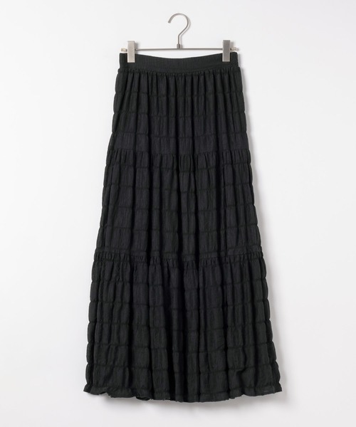 美品✨BEARDSLEY ロングスカート ティアード プリーツ Free 黒 セール】プリーツティアードロングスカート 148899（スカート