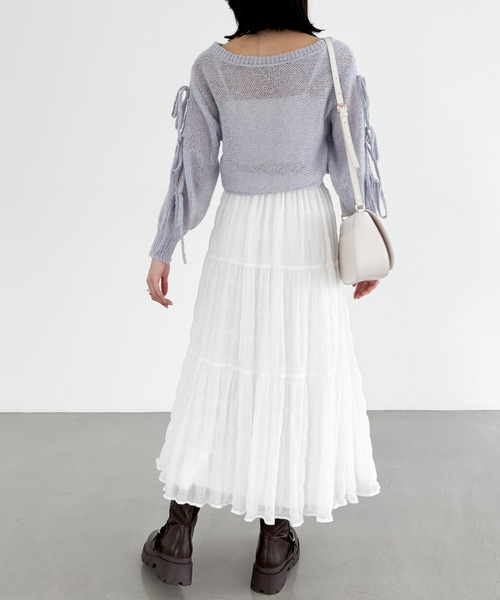 Heather（ヘザー）の「プリーツティアードロングスカート　148899（スカート・レディース・オフホワイト/ブラック・FREE）」の13枚目の写真