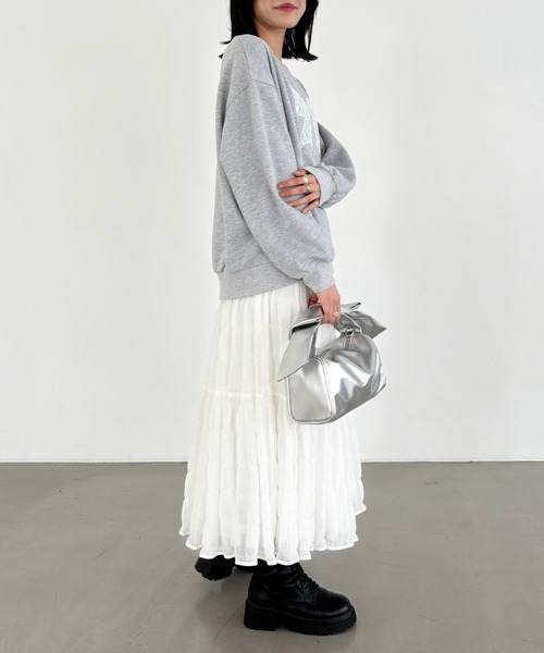 Heather（ヘザー）の「プリーツティアードロングスカート　148899（スカート・レディース・オフホワイト/ブラック・FREE）」の18枚目の写真
