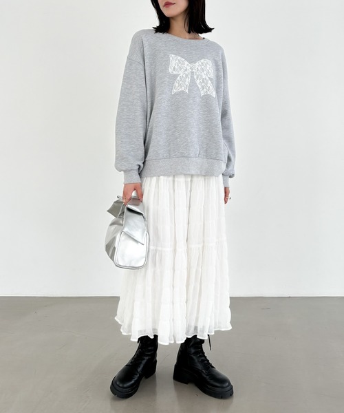 Heather（ヘザー）の「プリーツティアードロングスカート　148899（スカート・レディース・オフホワイト/ブラック・FREE）」の17枚目の写真