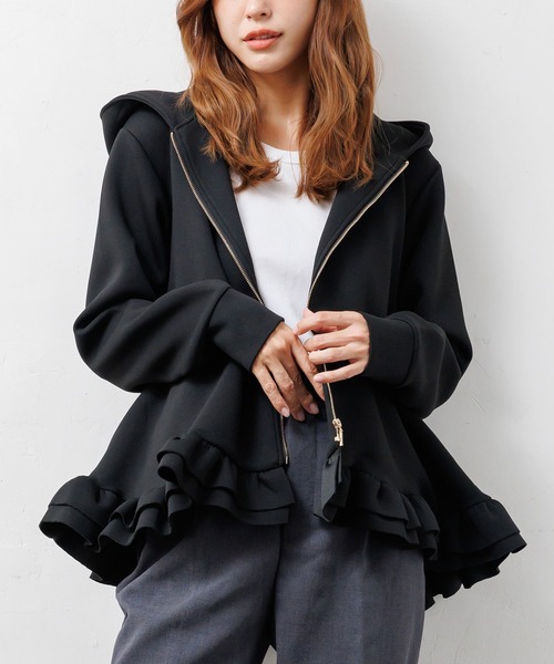セール】スクーバ裾フリルパーカー（ブルゾン）｜mili an deni