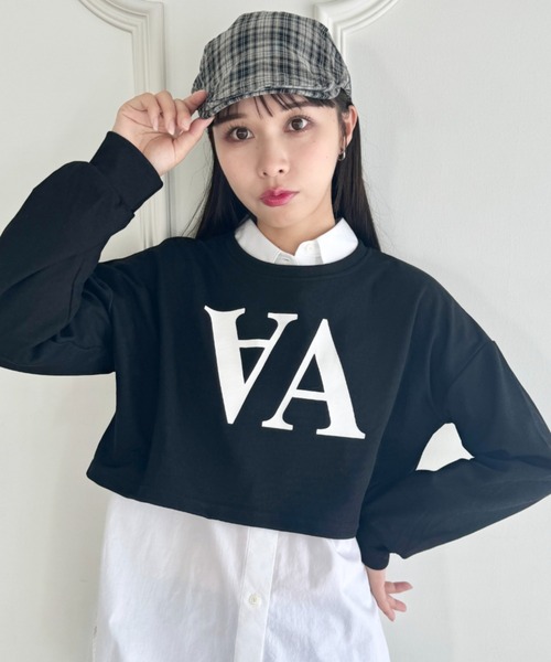 STONE  06aw ロゴ ロンt 長袖カットソー 短丈 MAISON DE THERESE tシャツ カレッジロゴ バイカラー長袖Tシャツ