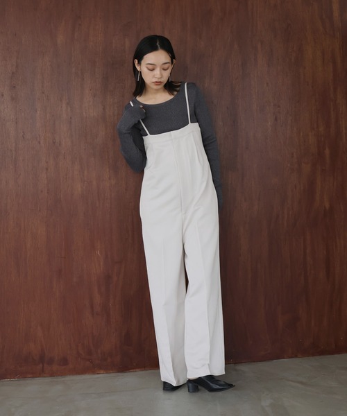 hellam（へラム）の「バックデザインベアサロペット（サロペット/オーバーオール・レディース・アイボリー/ブラック/グレイッシュベージュ/チャコール・FREE）」の21枚目の写真