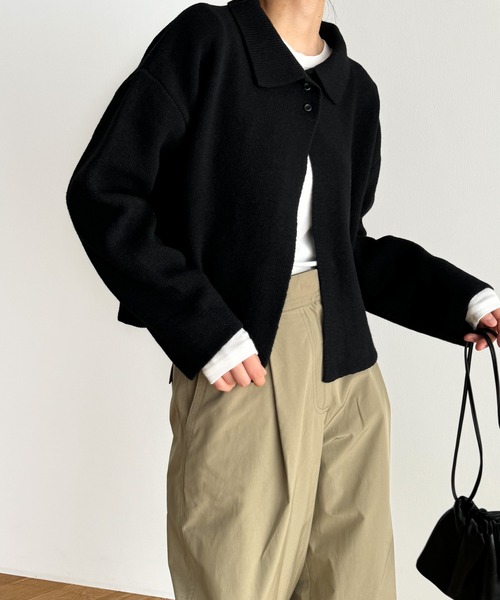 CANAL JEAN(キャナルジーン)の「El mar 襟付き2ボタンニットカーディガン(カーディガン/ボレロ・レディース・ブラック/グレー・ONE SIZE)」の3枚目の写真