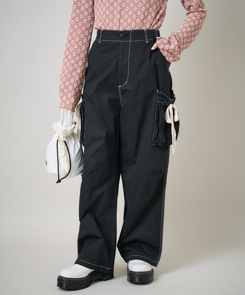 FREAK'S STORE(フリークスストア)の「リボンシャーリング ワイドパンツ/カーゴパンツ(カーゴパンツ・レディース・オフホワイト/ブラック/オリーブ・SMALL/MEDIUM)」の22枚目の写真