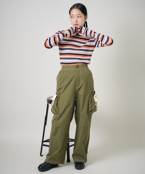 FREAK'S STORE(フリークスストア)の「リボンシャーリング ワイドパンツ/カーゴパンツ(カーゴパンツ・レディース・オフホワイト/ブラック/オリーブ・SMALL/MEDIUM)」の19枚目の写真