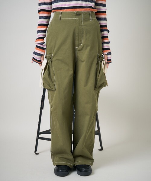 FREAK'S STORE(フリークスストア)の「リボンシャーリング ワイドパンツ/カーゴパンツ(カーゴパンツ・レディース・オフホワイト/ブラック/オリーブ・SMALL/MEDIUM)」の13枚目の写真