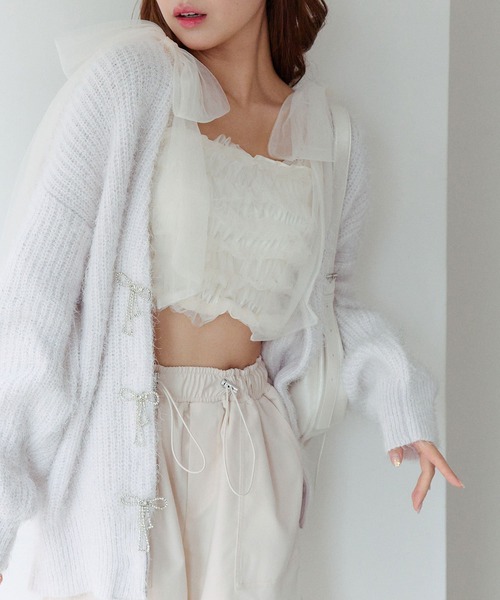 OLIVE des OLIVE(オリーブデオリーブ)の「リボンビジューロングカーディガン(カーディガン/ボレロ・レディース・ブラウン/ラベンダー/サックスブルー/アイボリー/ピンク/ベージュ・FREE)」の16枚目の写真