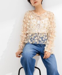 NOLLEY’S | 《セットアップ対応》ウォッシャブルチュール刺繍2WAYブラウス(シャツ/ブラウス)