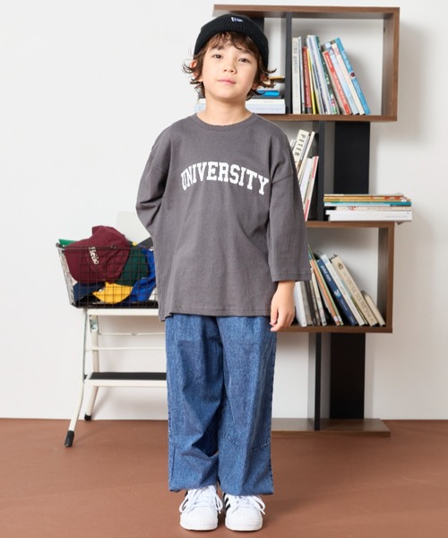 Auntie Rosa Holiday（アンティローザホリデー）の「カレッジプリントルーズTEE（Tシャツ/カットソー・キッズ・チャコールグレー/オレンジ/ホワイト・130/140/150/160）」の17枚目の写真