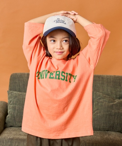 Auntie Rosa Holiday（アンティローザホリデー）の「カレッジプリントルーズTEE（Tシャツ/カットソー・キッズ・チャコールグレー/オレンジ/ホワイト・130/140/150/160）」の21枚目の写真