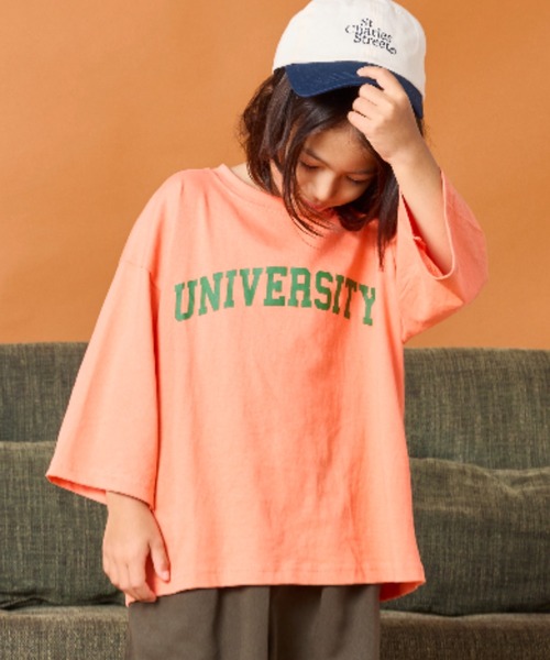 Auntie Rosa Holiday（アンティローザホリデー）の「カレッジプリントルーズTEE（Tシャツ/カットソー・キッズ・チャコールグレー/オレンジ/ホワイト・130/140/150/160）」の22枚目の写真