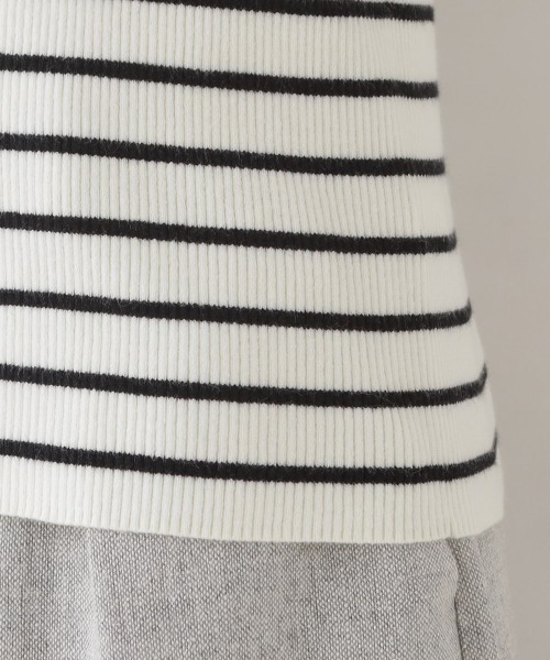 couture brooch（クチュールブローチ）の「◆【柔らかなタッチ・吸湿発熱・帯電防止機能付き】サスティナブルフェイクパールリブニット（ニット/セーター・レディース・ブラック/ベビーピンク/オフホワイト/グレー/ホワイト系5/ワインレッド・36/38/42）」の12枚目の写真