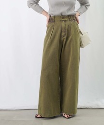 LC/LLL ペインターデニムハイウエストパンツ / ビンテージ加工タックワイドデニム