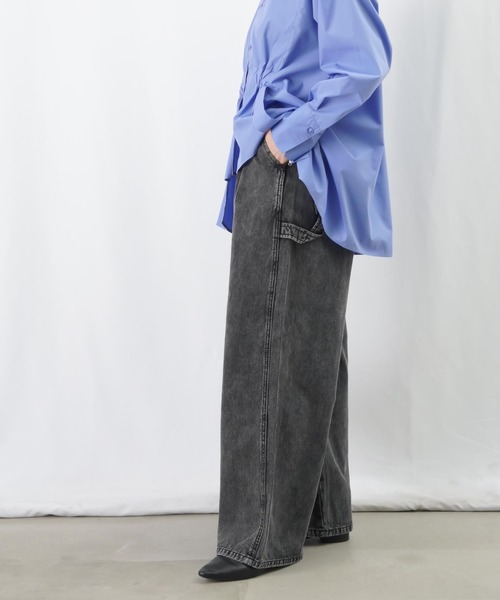 LUCA/LADY LUCK LUCA（ルカ/レディラックルカ）の「LC/LLL ペインターデニムハイウエストパンツ / ビンテージ加工タックワイドデニム（デニムパンツ・レディース・ブラック/カーキ・FREE）」の7枚目の写真