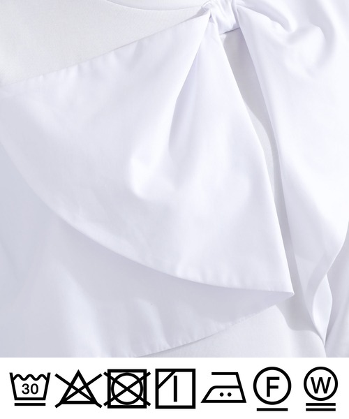 PICCIN(ピッチン)の「胸リボンTシャツ(Tシャツ/カットソー・レディース・オフホワイト/ブラック・M)」の9枚目の写真