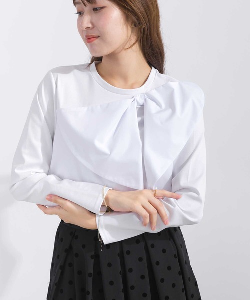 PICCIN(ピッチン)の「胸リボンTシャツ(Tシャツ/カットソー・レディース・オフホワイト/ブラック・M)」の11枚目の写真