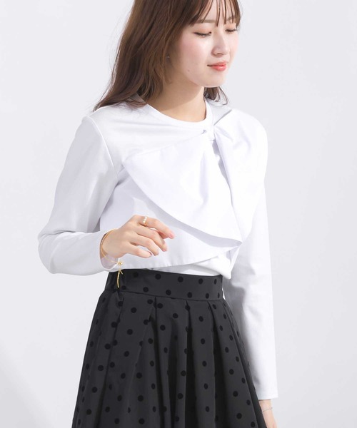 PICCIN(ピッチン)の「胸リボンTシャツ(Tシャツ/カットソー・レディース・オフホワイト/ブラック・M)」の12枚目の写真