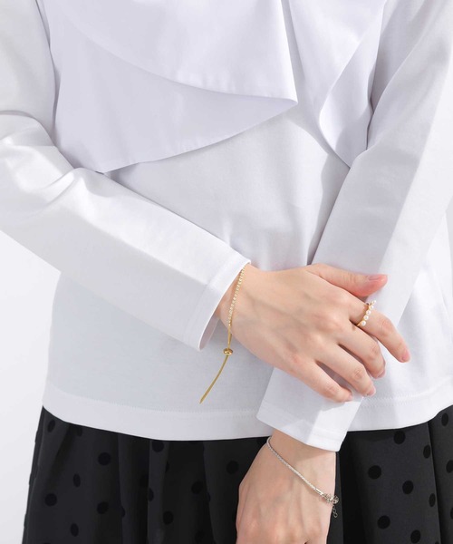 PICCIN(ピッチン)の「胸リボンTシャツ(Tシャツ/カットソー・レディース・オフホワイト/ブラック・M)」の6枚目の写真