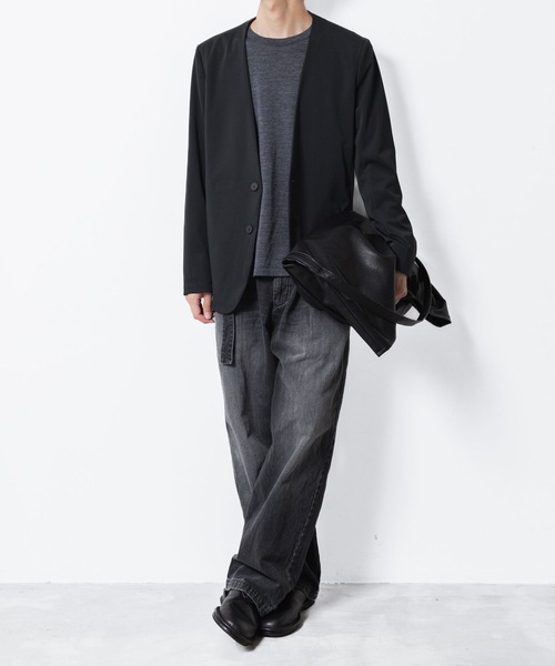 ATTACHMENT（アタッチメント）の「【 LIMITED 】ルカマットツイスト カラーレスジャケット / LUCA MATTE TWIST COLLARLESS JACKET（ノーカラージャケット・メンズ・ブラック/ダークカーキ/ネイビー・1/2/3）」の19枚目の写真