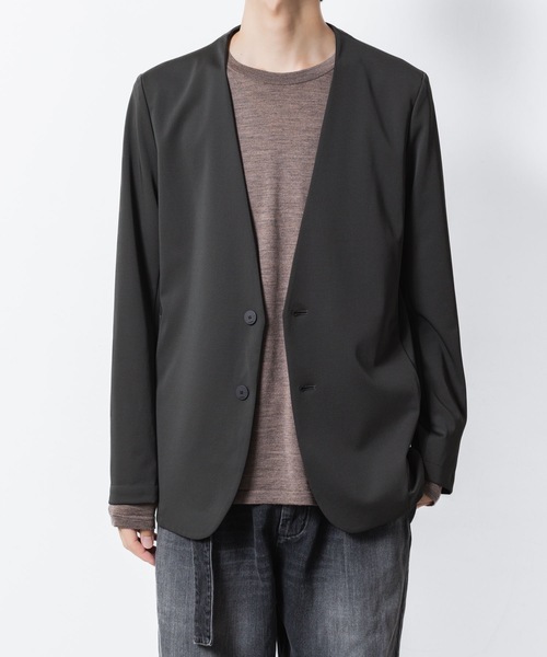 ATTACHMENT（アタッチメント）の「【 LIMITED 】ルカマットツイスト カラーレスジャケット / LUCA MATTE TWIST COLLARLESS JACKET（ノーカラージャケット・メンズ・ブラック/ダークカーキ/ネイビー・1/2/3）」の20枚目の写真