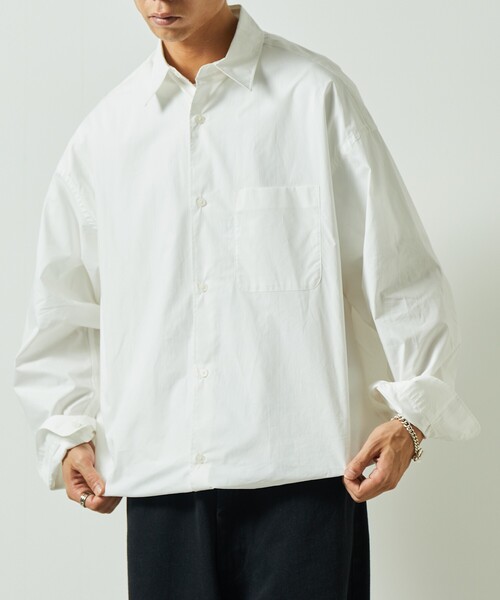 FREAK'S STORE（フリークスストア）の「限定展開 ワイドシルエット スピンドル レギュラーカラーシャツ（シャツ/ブラウス・メンズ・ホワイト/ベージュ/ブラック/サックスブルー/チャコールグレー/ベージュ系その他/ホワイト系その他/グレー系その他/ブラウン系その他/ブラック系その他・SMALL/MEDIUM/LARGE）」の22枚目の写真