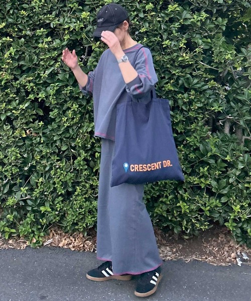 CORNERS by KR(コーナーズバイケーアール)の「【CORNERS by KR】裏毛配色ステッチスカート(スカート・レディース・ブラック/ブルーグレー/オートミール/杢グレー・M/L)」の1枚目の写真