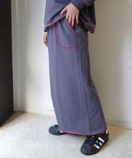 CORNERS by KR(コーナーズバイケーアール)の「【CORNERS by KR】裏毛配色ステッチスカート(スカート・レディース・ブラック/ブルーグレー/オートミール/杢グレー・M/L)」の5枚目の写真