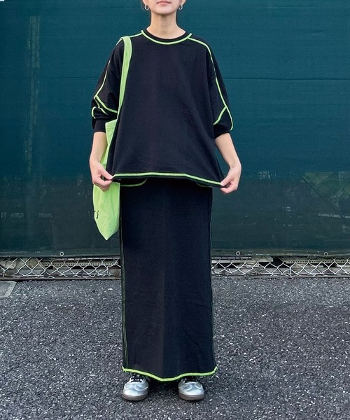 CORNERS by KR(コーナーズバイケーアール)の「【CORNERS by KR】裏毛配色ステッチスカート(スカート・レディース・ブラック/ブルーグレー/オートミール/杢グレー・M/L)」の17枚目の写真