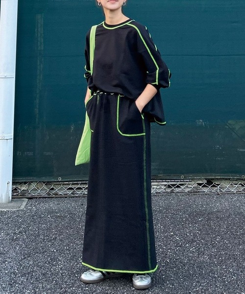 CORNERS by KR(コーナーズバイケーアール)の「【CORNERS by KR】裏毛配色ステッチスカート(スカート・レディース・ブラック/ブルーグレー/オートミール/杢グレー・M/L)」の19枚目の写真