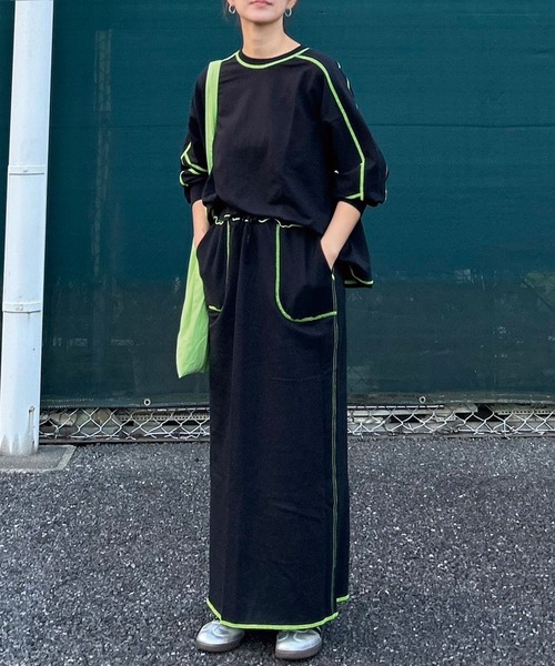 CORNERS by KR(コーナーズバイケーアール)の「【CORNERS by KR】裏毛配色ステッチスカート(スカート・レディース・ブラック/ブルーグレー/オートミール/杢グレー・M/L)」の20枚目の写真