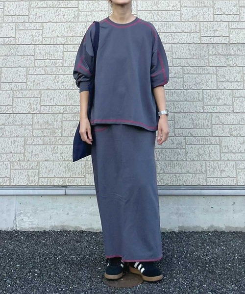 CORNERS by KR(コーナーズバイケーアール)の「【CORNERS by KR】裏毛配色ステッチスカート(スカート・レディース・ブラック/ブルーグレー/オートミール/杢グレー・M/L)」の21枚目の写真