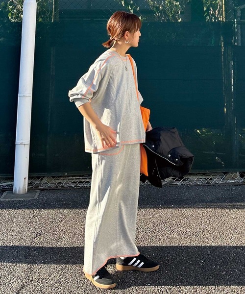 CORNERS by KR(コーナーズバイケーアール)の「【CORNERS by KR】裏毛配色ステッチスカート(スカート・レディース・ブラック/ブルーグレー/オートミール/杢グレー・M/L)」の11枚目の写真