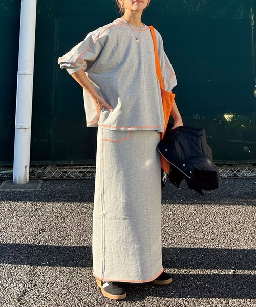 CORNERS by KR(コーナーズバイケーアール)の「【CORNERS by KR】裏毛配色ステッチスカート(スカート・レディース・ブラック/ブルーグレー/オートミール/杢グレー・M/L)」の12枚目の写真