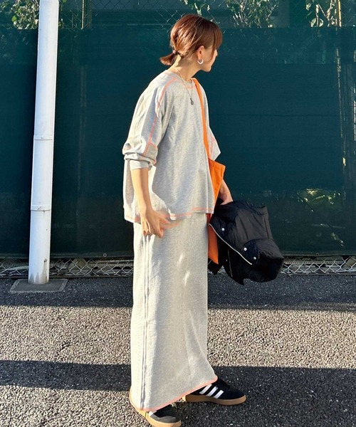 CORNERS by KR(コーナーズバイケーアール)の「【CORNERS by KR】裏毛配色ステッチスカート(スカート・レディース・ブラック/ブルーグレー/オートミール/杢グレー・M/L)」の13枚目の写真